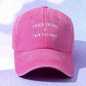 Pink Cap with White Embroidery
